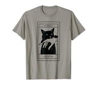 Black Cat Tarocchi Morte Halloween Strega Amante Gatto Uomini Donne Maglietta
