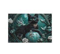 Black Cat Teal puzzle gioco Home Wall Art Fun Family Activity 500 pezzi