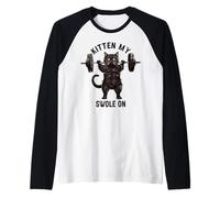 Black Cat Training, Deadlift, Kitten My Swole On Funny Maglia con Maniche Raglan