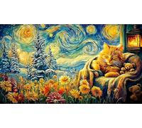 Black-cat-under-moon-with-butterflies-and-flowers Puzzle per adulti 1000 pezzi Estremamente difficile Stimolante Gioco educativo relax Regalo divertente & Attività in casa 38x26/1000 pezzi