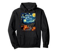 Black Cat Van Gogh Halloween Strega Notte Cielo Festa Costume Felpa con Cappuccio