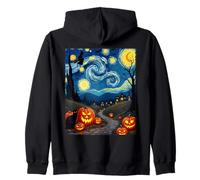 Black Cat Van Gogh Halloween Strega Notte Cielo Festa Costume Felpa con Cappuccio