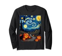 Black Cat Van Gogh Halloween Strega Notte Cielo Festa Costume Maglia a Manica