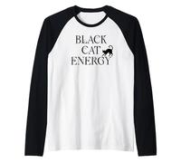 Black Cat Witch Energy Black Cat Halloween Cute Witchy Cat Maglia con Maniche Raglan