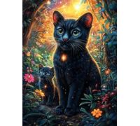 Black Cat with Glowing Eyes Puzzle 1000 Pezzi Per Neonati E Bambini Scenery Science Fiction Cartone Atossico Resistente Difficoltà Bassissima Per Attività Educative A Casa Qualità Sicura Certificata 1