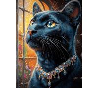 Black Cat with Glowing Eyes Puzzle 1000 Pezzi Rompicapo Creativo Artistico Scenery Science Fiction Stimolo Della Creatività Attività Per Il Tempo Libero Regalo Per Persone Creative 1000 PCS