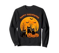 Black Cat Zucca Luna Pipistrelli Happy Halloween Kitten Lover Felpa