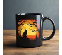 Black Cats Coffee Mug Ceramic - Halloween Cat Black Cup | Festive Coffee Mug | Spooky Milk Cups for Adults Kids Men Women Friends Milk Juice Tea Hot Beverage Kitchen Decor