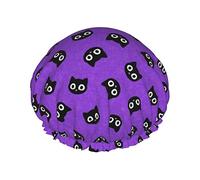 Black Cats Cute Halloween Viola Cuffia da impermeabile, Cuffia elastica per capelli da bagno Protezione ambientale Cuffia da bagno per capelli, Doppio strato impermeabile Cappello da d