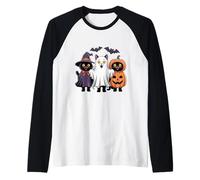Black Cats Ghost Witch Halloween Costume Uomini Donne Bambini Maglia con Maniche Raglan