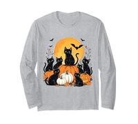 Black Cats Halloween Nights Zucca Stagione Spooky Vibes Maglia a Manica