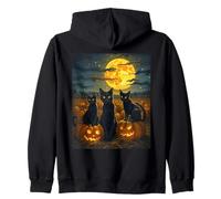 Black Cats Halloween Strega Zucca Costume Festa Felpa con Cappuccio