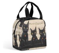 Black Cats Loves Music - Borsa termica per pasti, per la preparazione del pranzo, borsa portatile per uomini e donne