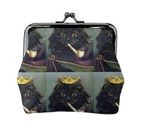 Black Cats Persian Maine Coon Kings Portamonete in pelle da donna, piccolo portamonete con chiusura a chiusura a scatto Portafoglio con fibbia per regalo ragazza