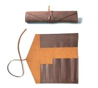 Black Chili Portacoltelli per 5 coltelli da cuoco | Realizzato a mano in pelle Crazy Horse | Borsa arrotolabile per hobby e cuochi professionisti | Coltelli in pelle, marrone, Classico