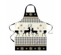 Black Christmas Xmas Snowflake Elk Plaid Grembiule Cucina Regolabile Grembiuli Cucina Antimacchia Grembiule per Cucinare Uomo Pulire 70X84cm