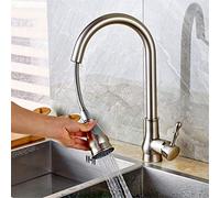 Black∕Chrome∕Gold Brass Kitchen Sink Faucet 360 Degree Swivel Pull out Kitchen Crane 2 Function Water Outlet Mixer Tap Deck Mounted Single Handle,Brushed Nickel