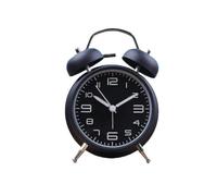 (Black) Classical Retro Twin Bell Alarm Clock With Backlight