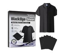 Black Clothes Dye - 15 Piece Fabric Color Restorer Sheets | Laundry Dye for Clothing Refresh and Garment Restoration, Easy Use Home Washer Solution for Dark Fabric Care