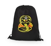 Black Cobra Kai - Borsa con coulisse per karate Kid arti marziali, commedia, dramma, TV, palestra, calcio, nuoto, danza, rientro a scuola, scuola materna, zaino regalo, Nero