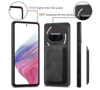 (Black) Compatible For Nothing Phone (3a) Case Compatible with MagSafe Leather Back Cover with Detachable Card Holder