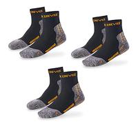 Black Crevice Calzini da trekking, da donna e da uomo, in diversi colori e dimensioni, calzini da trekking con punta e tallone rinforzati, termoregolanti e traspiranti, 3 paia, Corto - nero/arancione,
