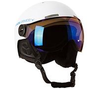 BLACK CREVICE Casco da sci Gstaad I Casco da sci con visiera stile pilota in diversi colori I Casco da sci per Uomo & Donna I Casco da sci in policarbonato I Casco traspirante I Regolabile (Small, Bianco/Blu)