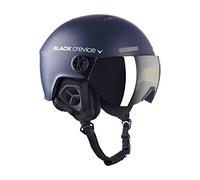BLACK CREVICE Casco da sci Gstaad I Casco da sci con visiera stile pilota in diversi colori I Casco da sci per Uomo & Donna I Casco da sci in policarbonato I Casco traspirante I Regolabile (S/M (54-57 cm), navy/Bianco)