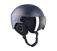 BLACK CREVICE Casco da sci Gstaad I Casco da sci con visiera stile pilota in diversi colori I Casco da sci per Uomo & Donna I Casco da sci in policarbonato I Casco traspirante I Regolabile (S/M (54-57 cm), carbon navy/orange)