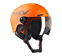 BLACK CREVICE Casco da sci per bambini Leogang I Casco da sci con visiera stile pilota in diversi colori I Casco da snowboard unisex I Casco da sci (52-54, Arancia Opaco/Nero)