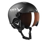 BLACK CREVICE Casco da sci per bambini Leogang I Casco da sci con visiera stile pilota in diversi colori I Casco da snowboard unisex I Casco da sci (48-52, Nero Carbone Opaco/Bianco)
