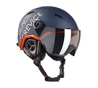 Black Crevice Skihelm Vail mit Visier, Casco Unisex Adulto, Blu Navy Opaco/Arancione, M
