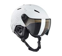 BLACK CREVICE Casco da sci Vail I Casco da sci con visiera stile pilota in diversi colori I Casco da sci per Uomo & Donna I Casco da sci in (55-58 cm), opaco bianco/argento)