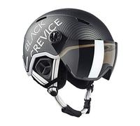 BLACK CREVICE Casco da sci Vail I Casco da sci con visiera stile pilota in diversi colori I Casco da sci per Uomo & Donna I Casco da sci in (55-58 cm), opaco nero carbone/bianco)