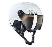 BLACK CREVICE Casque de ski Chamonix I Casque de ski avec visière Style pilote en différentes couleurs I Hommes & femmes I Casque de snowboard unisexe (S, Bianco Opaco Carbonio/Nero)