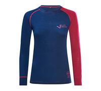 Black Crevice Maglia a Manica Lunga, Donna, Lana Merino, Acciaio Blu/Rosso Sangue, 42