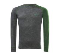 Black Crevice Maglia a Manica Lunga, Uomo, Lana Merino, Donna, Antracite/Verde Foresta, 40