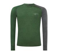 Black Crevice Maglia a Manica Lunga, Uomo, Lana Merino, Donna, Verde Foresta/Antracite, 42