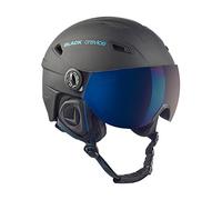 BLACK CREVICE Silvretta casco da sci I Casco da sci con visiera stile pilota I diversi colori I Casco uomo & donna I Casco in policarbonato I Casco da sci traspirante I Taglie regolabili (M, Nero/Blu)