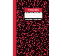 Black & Crimson Marble Hardcover Notebook - Grid, 192 Pages, 5.5" x 8.5", Premium Matte Finish: Perfect for math, science, engineering, design projects, journaling, and daily productivity