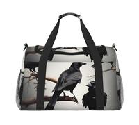 Black Crow Birds on a Branch Print Ample Travel Large Capacity Hand Travel Bag Carry On Tote Folding Travel Bag