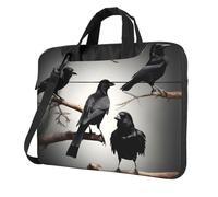 Black Crow Birds On A Branch Print Leggero Versatile Ufficio Borsa da Lavoro Elegante E Funzionale Borsa Per Laptop Donne Uomini, Nero , 14 inch