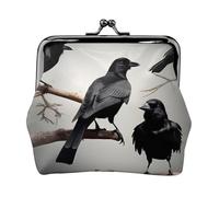 Black Crow Birds on a Branch Print Squisito Kiss Lock Portafoglio compatto versatile Portamonete da donna Piccolo sacchetto con cerniera