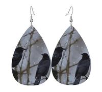 Black Crow Birds Orecchini Moda Orecchino In Pelle Stampato Orecchini In Pelle Per Tutti I Giorni Donne