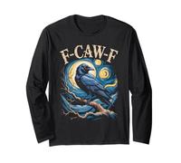 Black Crow F-Caw-F Black Bird Starry Night Van Gogh Maglia a Manica