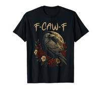 Black Crow F-Caw-F Full Moon Gothic Witchy Humor Uomini Maglietta