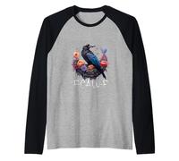 Black Crow F-Caw-F Gotico Uccello Retro Vintage Maglia con Maniche Raglan