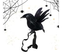 Black Crow Figurine - Decor Halloween Crow in Piedi sulla Spalla | Ornamento d' Spaventoso | Decorazione della casa per Le Vacanze per Il Bagno all'aperto al Coperto Festa del Soggiorno