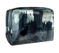 Black Crows Before Castle - Trousse da donna, per articoli da toeletta da viaggio, grande, in PVC, con cerniera, Multi, 18.5x7.5x13cm/7.3x3x5.1in, Beauty case