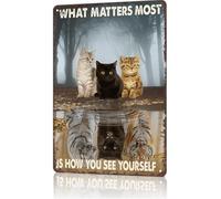 Black Cute Cat What Matters Most Is How You See Yourself Cartello In Metallo Vintage Targa In Metallo Resistente Uv Targhe In Latta Per Bar Garage Negozio 20X30Cm